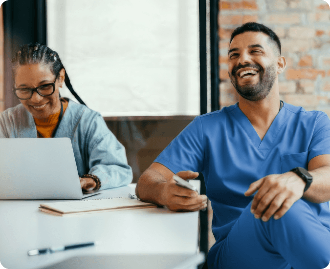 Two veterinary professionals collaborating